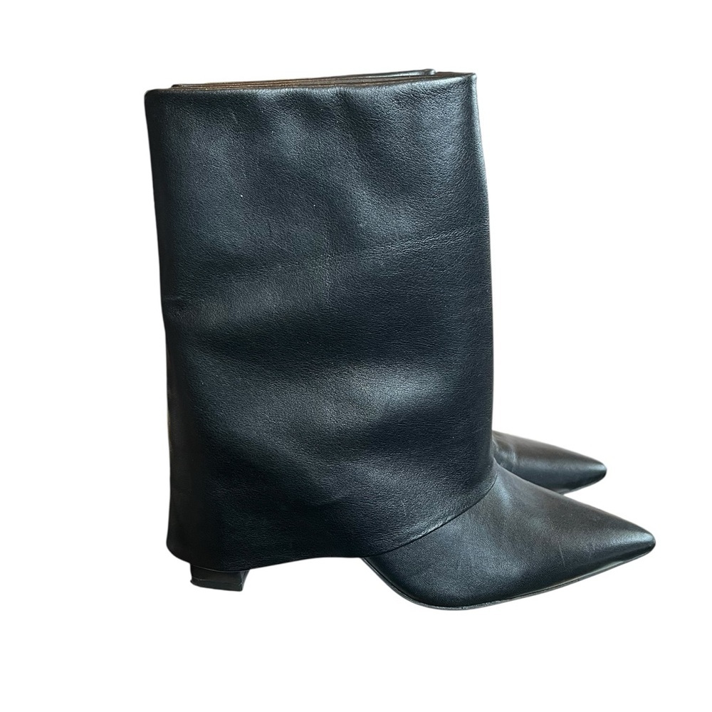 Steve Madden 7.5 Fallon Foldover Black Leather Boots Contemporary Urban - Picture 3 of 11